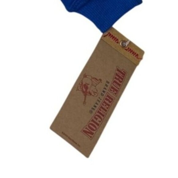 True Religion Baby Hoodie Blue Zip-Up Sweatshirt With Yellow Logo Size 12M- New - Picture 6 of 6